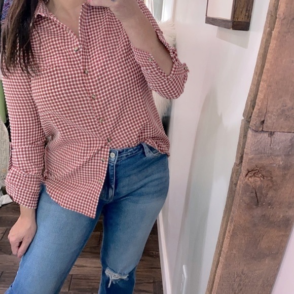 P Cill red & white checkered button down shirt size medium - Picture 2 of 8